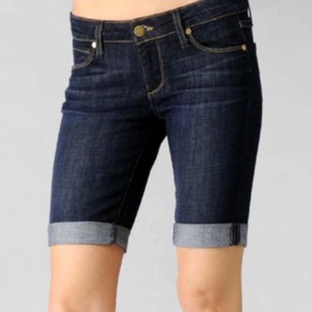 Paige Womens Denim 10” Inseam Cuffed Kimmie Shorts size 28 Dark wash